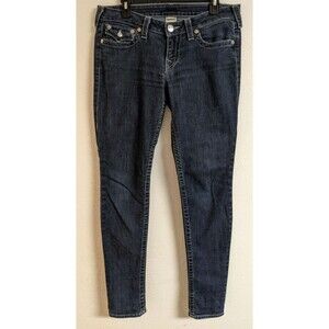Women's TRUE RELIGON Skinny Low Rise Cotton Stretch Blue Jeans 31 X 33